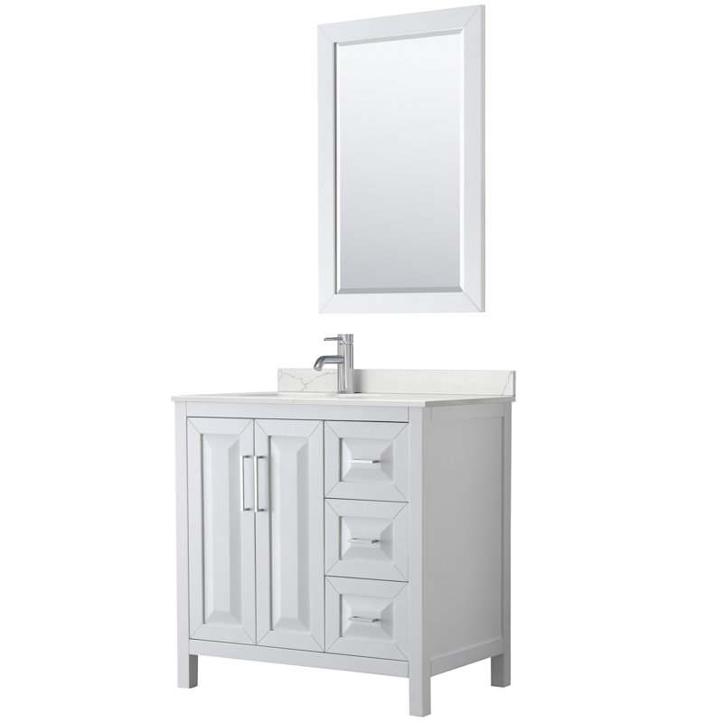 Daria 36'' W Single Vanity, Giotto Quartz, Brown, Polished Chrome