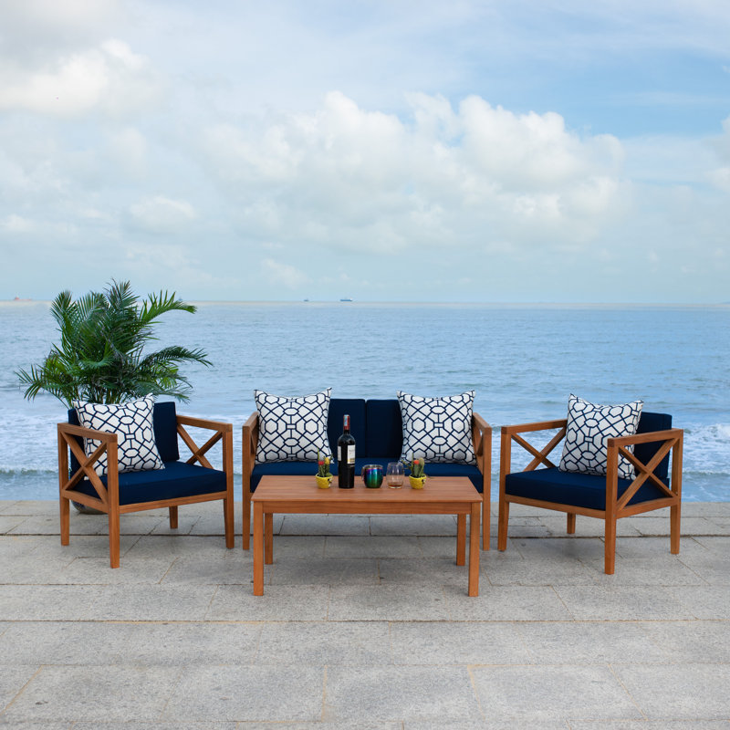 Mondovi Eucalyptus 4 - Person Patio Conversation Set with Cushions, Natural