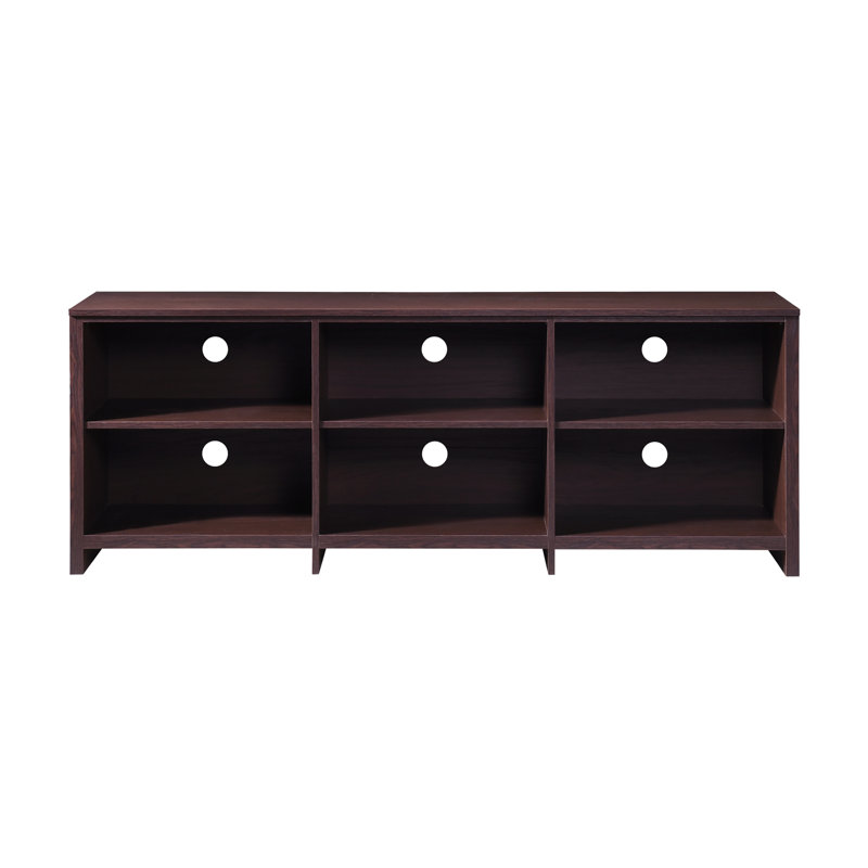 65 In. Wood Oak TV Stand With 6 Storage Shelves Fits TV's Up To 62 In., Brown