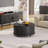 31.5" Modern Round Coffee Table With 360° Curved Sliding Door.-1323270121