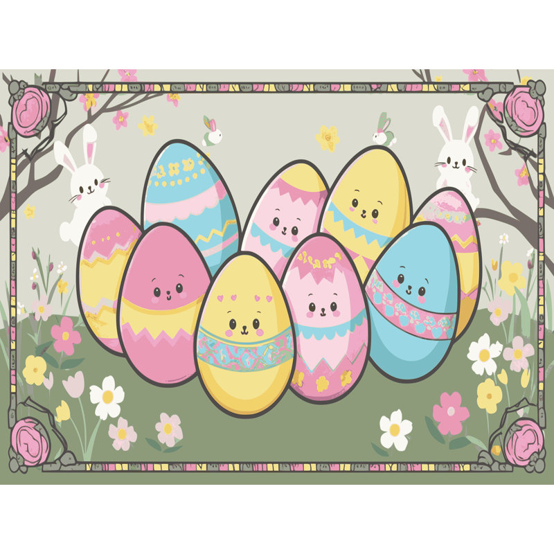 The Holiday Aisle® Easter Spring Holiday Rug, Rectangle 4' x 6'