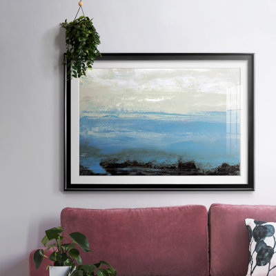 «Bridges Cyan III», encadré, impression encadrée avec biseau mat et verre