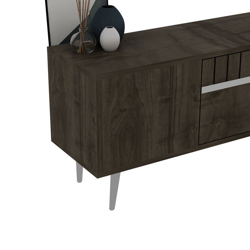 Olivia Unfinished TV Stand, 150cm, Brown/Silver