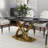 Zagan 7-Piece Modern Dining Room Sets, Sintered Stone Tabletop Kitchen Dining Table Set with 6 PU Upholstered Chairs-561493844-561493845-576459462