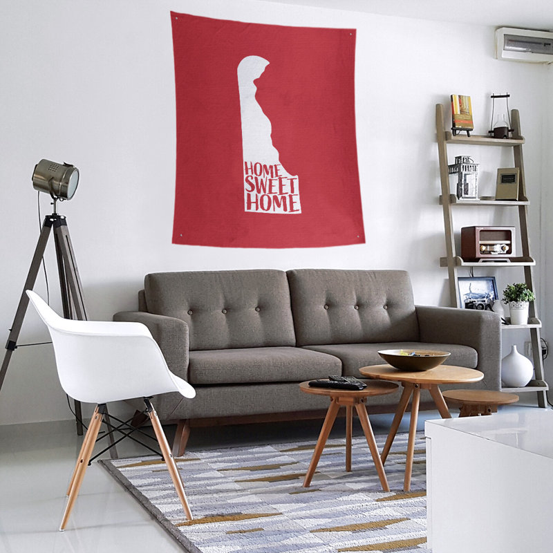 Tapisserie Home Sweet Delaware, H 80 po x l 68 po, Rouge