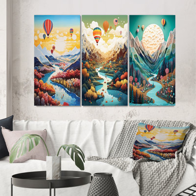 " Hot Air Balloon Off Into The Sky " 3 - Pieces