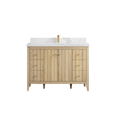 Chêne d'Atlanta 48 po X P 22 po D Meuble-lavabo simple avec 2 po Quartz