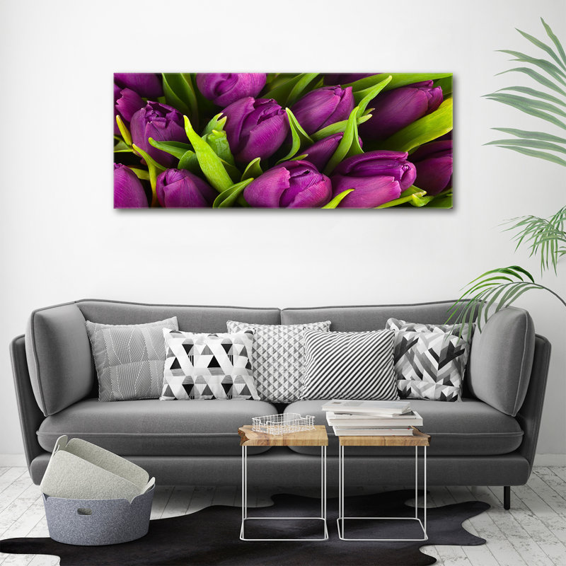 Purple Tulips - No Frame Print, Canvas, 50cm H x 125cm W