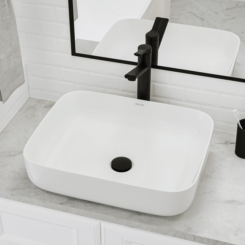 Karran Valera 20 In. Vitreous China Rectangular Vessel Bathroom Sink