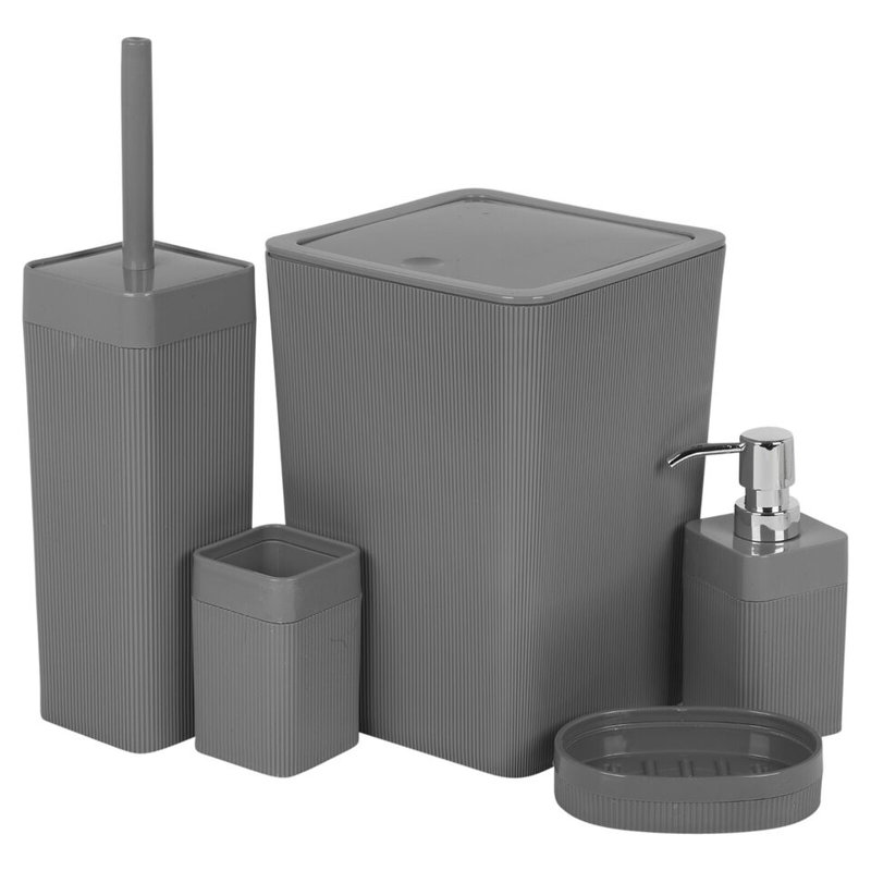 5 Piece Nuro Bathroom Accessory Set, Grey