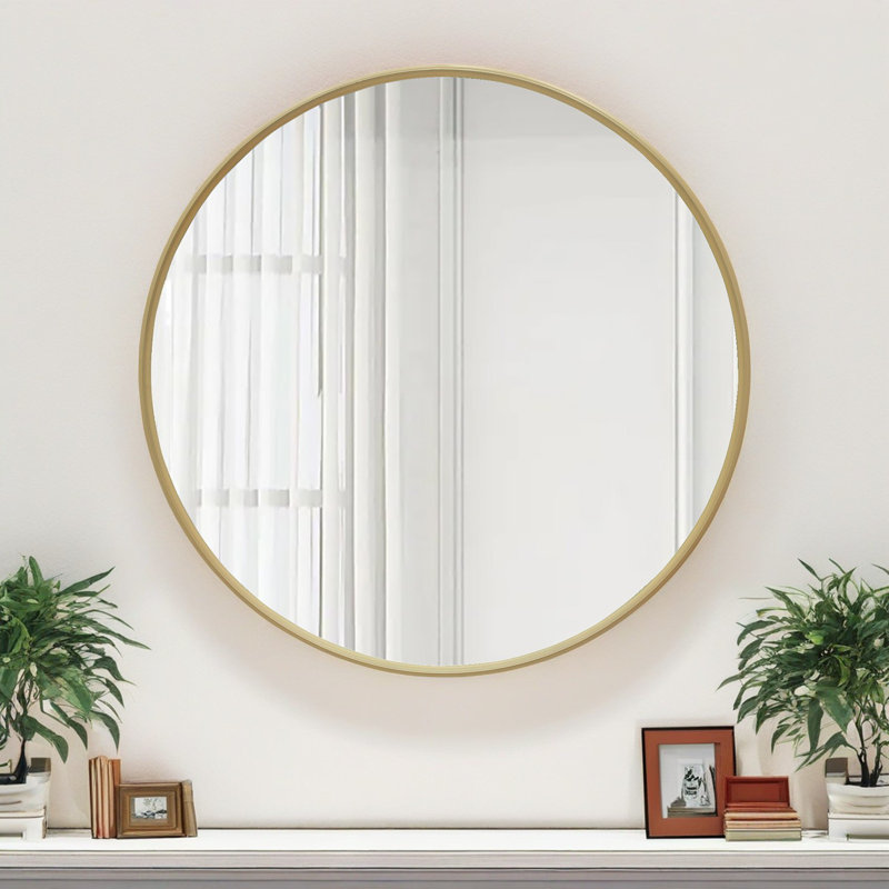 Miroir décoratif Baljiwan, 40 po x 40 po, Doré