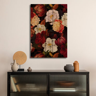 Reproduction d'art murale en bois - Jardin botanique de minuit rétro par UtArt