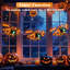 Guirlande d'araignées 52,4 "à DEL Halloween avec araignées vertes, toiles à DEL orange, 3 toiles / ensemble, utilisation intérieure et extérieure pour Halloween effrayant