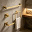Ensemble d'accessoires de salle de bain haut de gamme en or brossé - Ensemble de 4 barres porte-serviettes murales en acier inoxydable de forme carrée pour salles de bain modernes