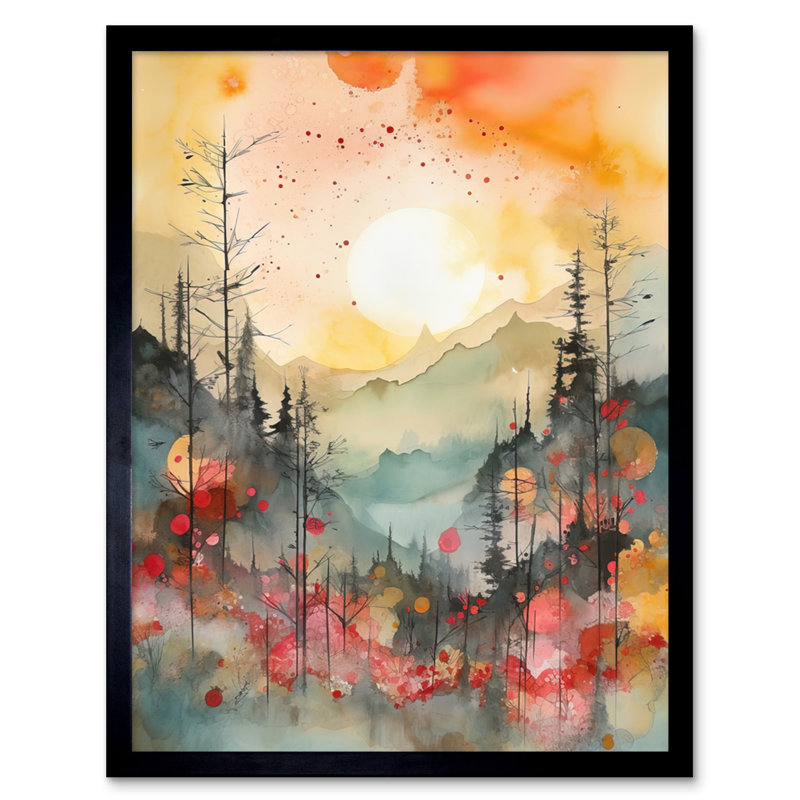 Sunrise Over Misty Mountain Forest Landscape - Single Picture Frame Print