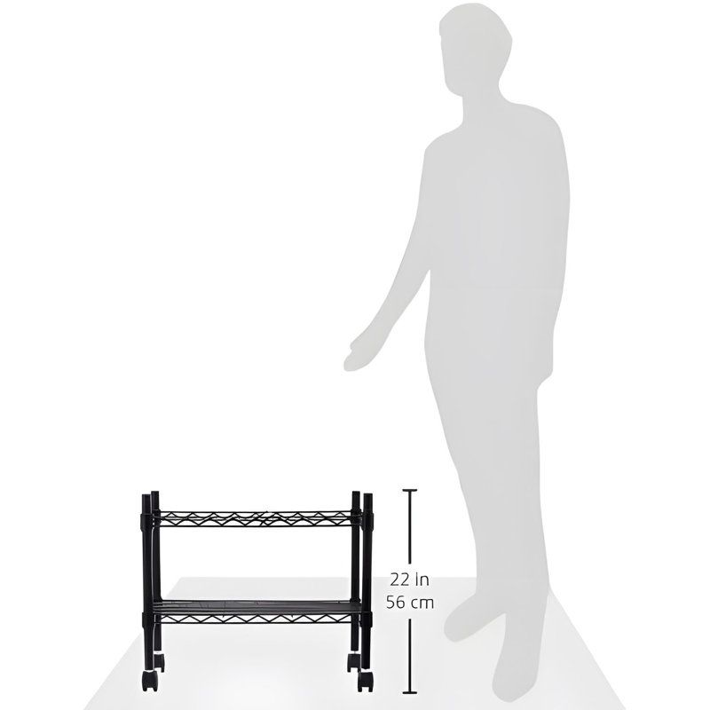 Compact Black Steel Wire 24" Mobile Filing Trolley with Locking Casters