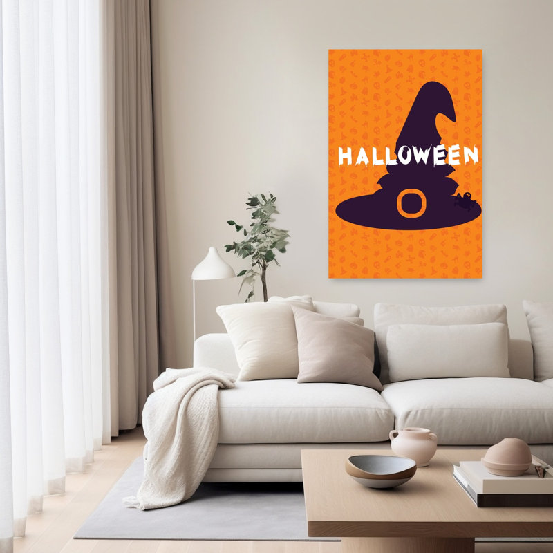 Spooky Witch Hat Halloween Contemporary Spider Autumn Wall Art Print by Marika Barsrsind - Print, 152.4cm H x 101.6cm W
