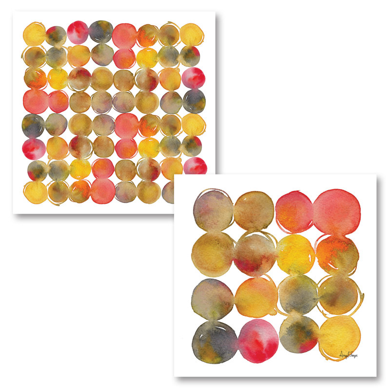 «Small Dots and Big Dots» par Amy Frazer - ensemble de 2 impressions, H 16 po x l 16 po x P 0,01 po, Papier