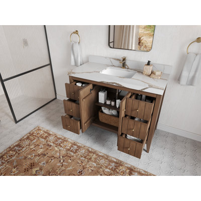 Atlanta Teak 48'' Single Bathroom Vanity with Quartz Top