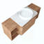 Meuble-lavabo mural avec lavabo d'art en céramique et 2 tablettes de rangement, 2 portes à fermeture douce, contreplaqué