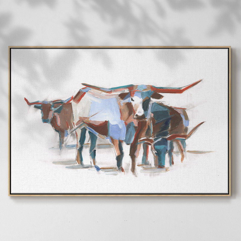 " Modern Longhorns II ", 27" H x 41" W x 2" D, Natural