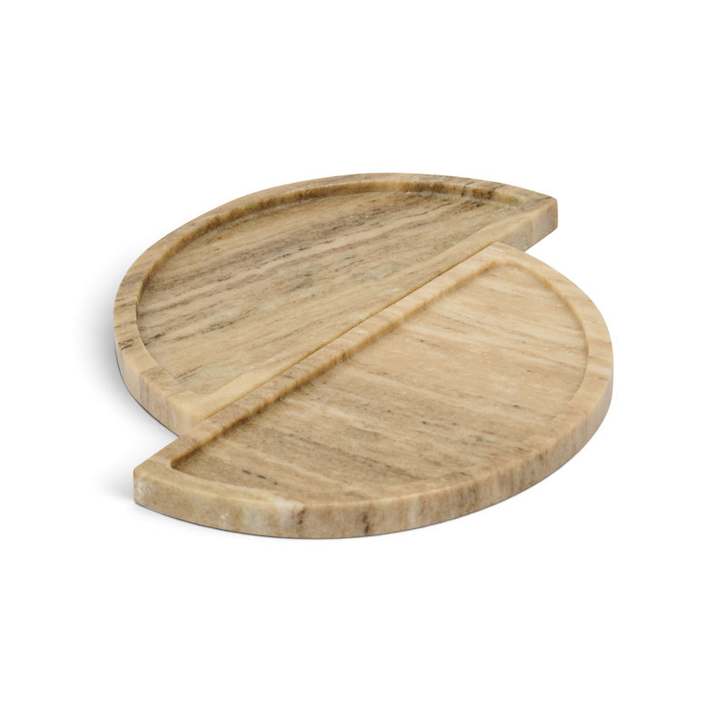 Patrice Decorative Tray, Beige Genuine Marble