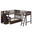 Lit superposé en forme de L peu encombrant avec lit supérieur simple, lit inférieur complet et 3 tiroirs-571870866