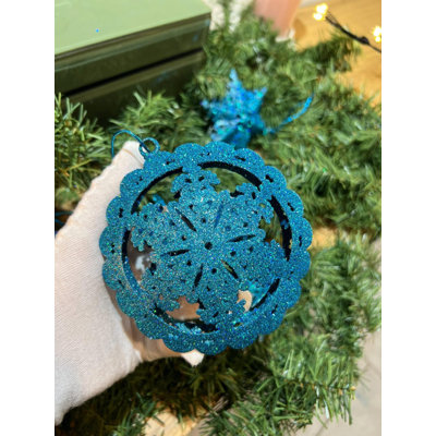 Handmade Blue Glitter Snowflake Ornament
