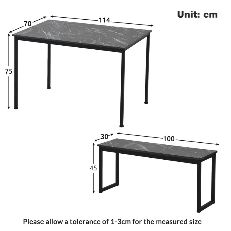 Belen 4 - Person Dining Set, Black, Black, Black