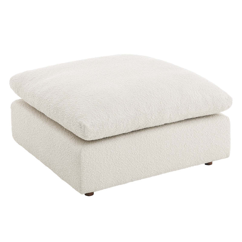 Modway Commix Down Filled Overstuffed Boucle Fabric Ottoman, Ivory 100% Polyester
