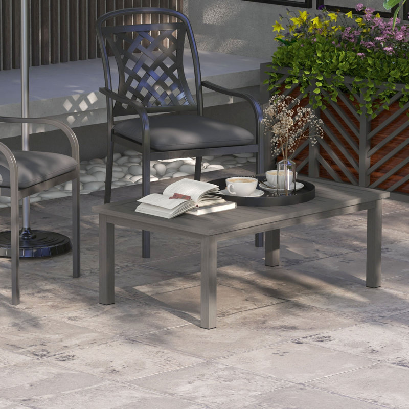 Nayelin Rectangular Metal Outdoor Coffee Table - 100 cm W 60 cm D