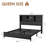 Queen Platform Bed with Bookcase Headboard, Storage Drawers, Charging Station & No Box Spring Needed