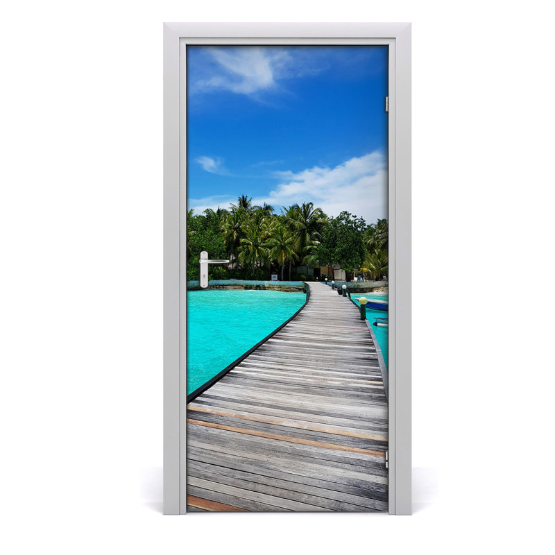 Tropical View Door Decal