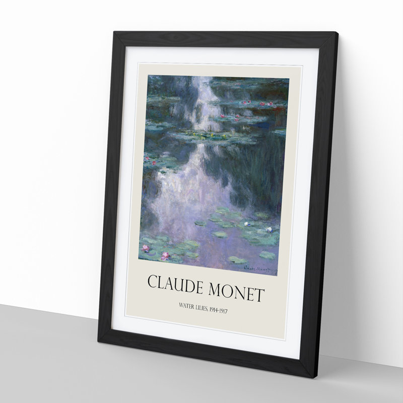 Water Lilies Lily Pond Vol.34 by Claude Monet - Picture Frame Art Prints, 36cm H x 27cm W x 2cm D, Black Framed