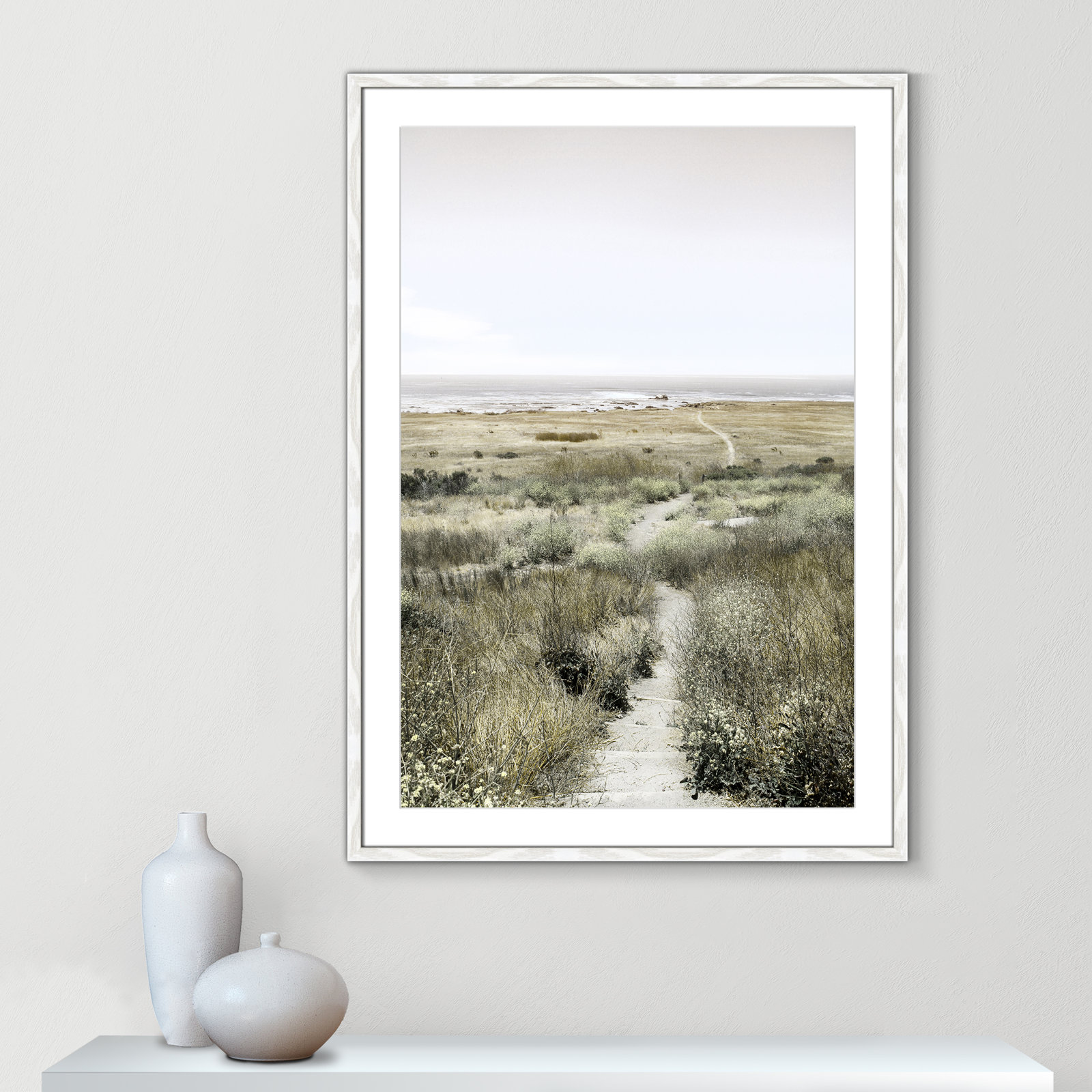 Toscani "Footpath to Paradise" Print, 29.5 W x 41.5 H x 0.75 D, White Wood Grain