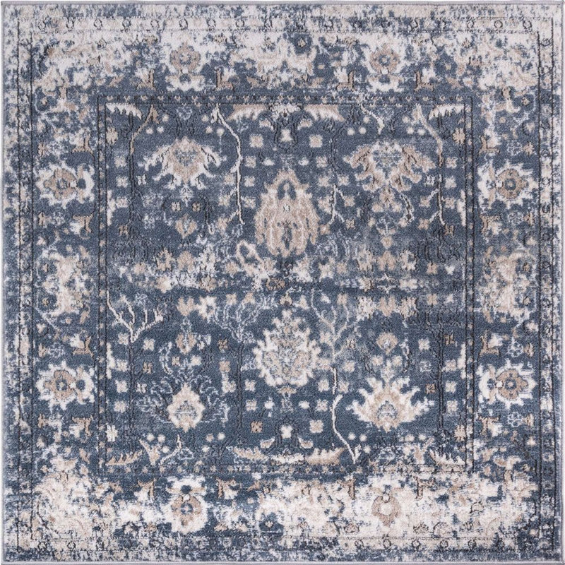 Geddis Ikat Indoor Rug, Square 4'