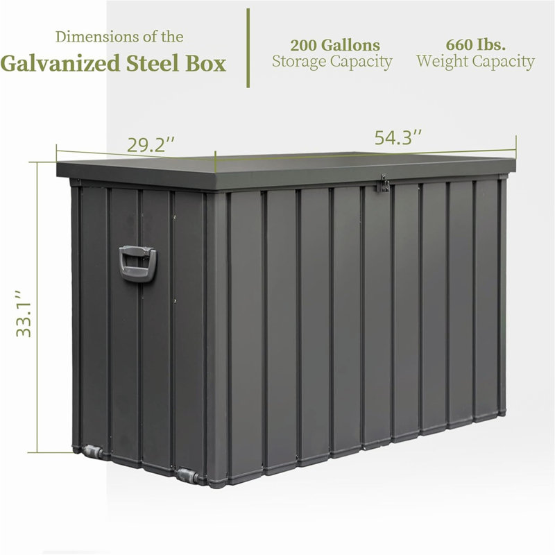 Creationstry Waterproof Outdoor Lockable Storage Deck Box,Large Patio Storage Bin with Throw Pillows, Gray, 160 quarts