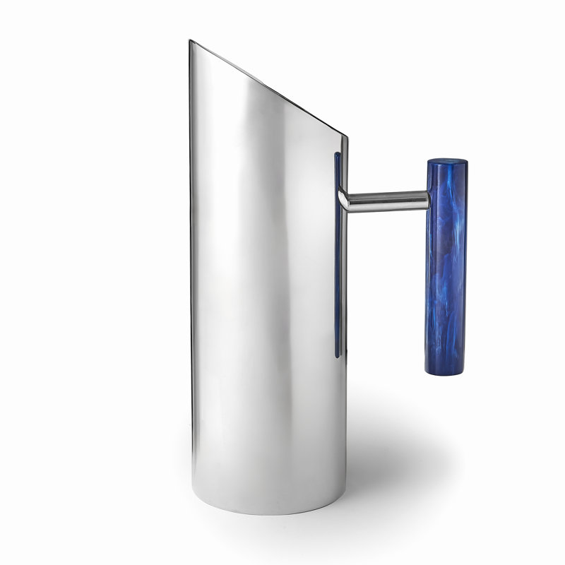 Pichet en résine bleu azur et acier inoxydable, Bleu / Argent