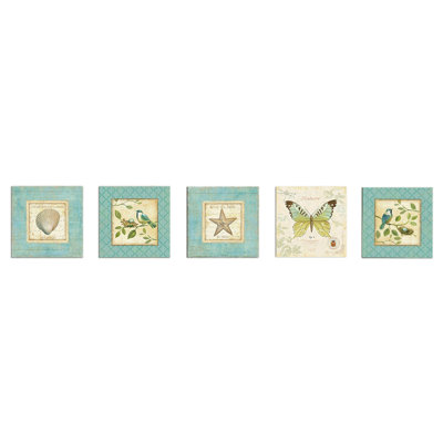 Superbe ensemble d'art mural décoratif en panneau de fibres à densité moyenne 5 pièces, bleu, crème et vert, 5,9 x 5,9 pouces chacune | 100% panneau de fibres à densité moyenne avec une épaisseur de 0,1 po | Imprimé UV pour des couleurs éclatantes | Parfait pour la décoration intérieure et l'esthétique moderne