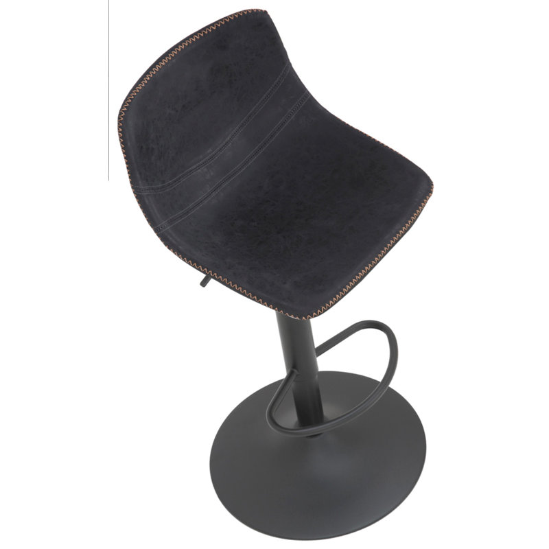 Yasmine Swivel Upholstered Adjustable Height Counter Stool with Metal Frame, Black