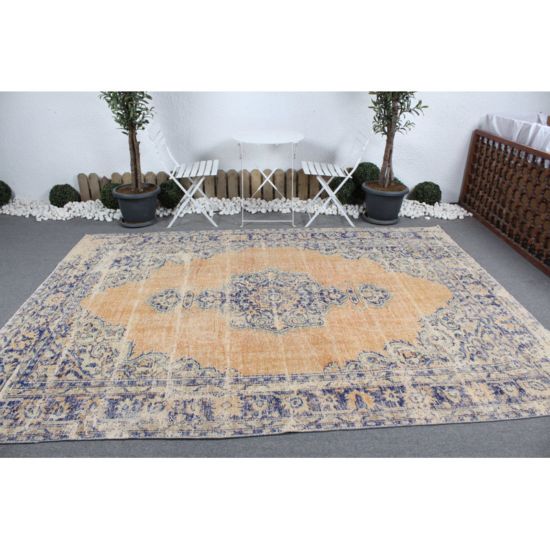 Tapis turc rétro surdimensionné vintage orange vif pour salon moderne et décor tribal