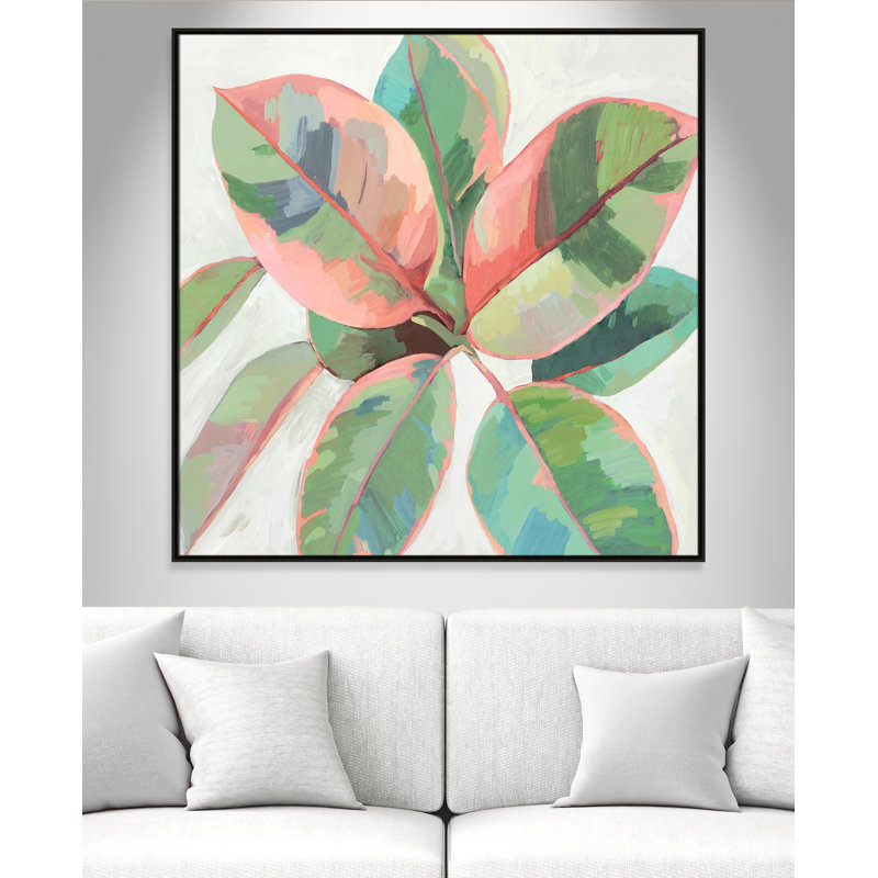 «Pink Ficus II», reproduction d'art, Toile avec cadre espresso, H 46,5 po x l 46,5 po x P 2 po