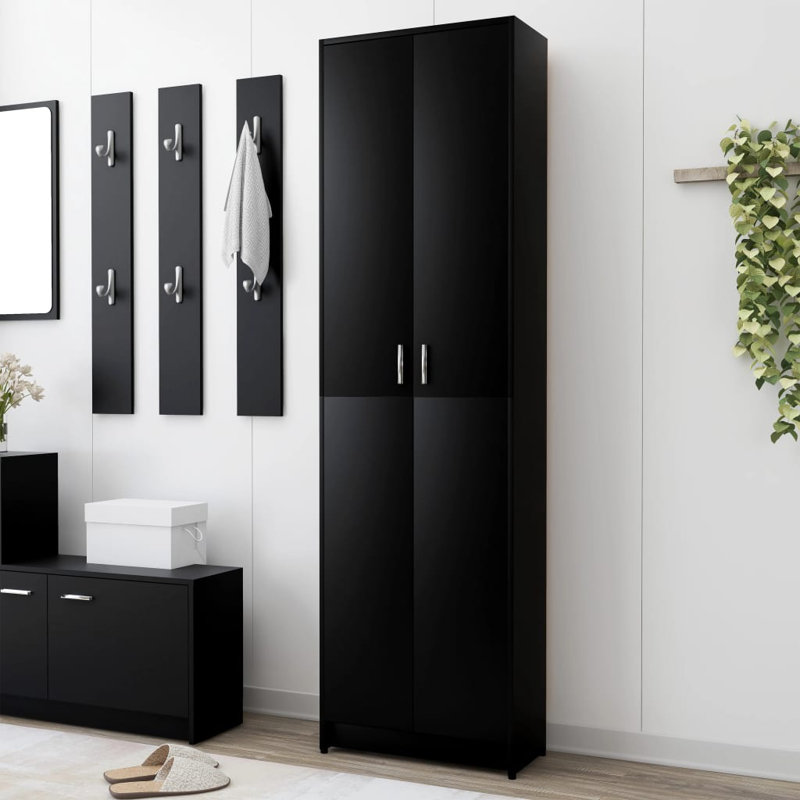 Ignatius 2 Door Wood Wardrobe, Black