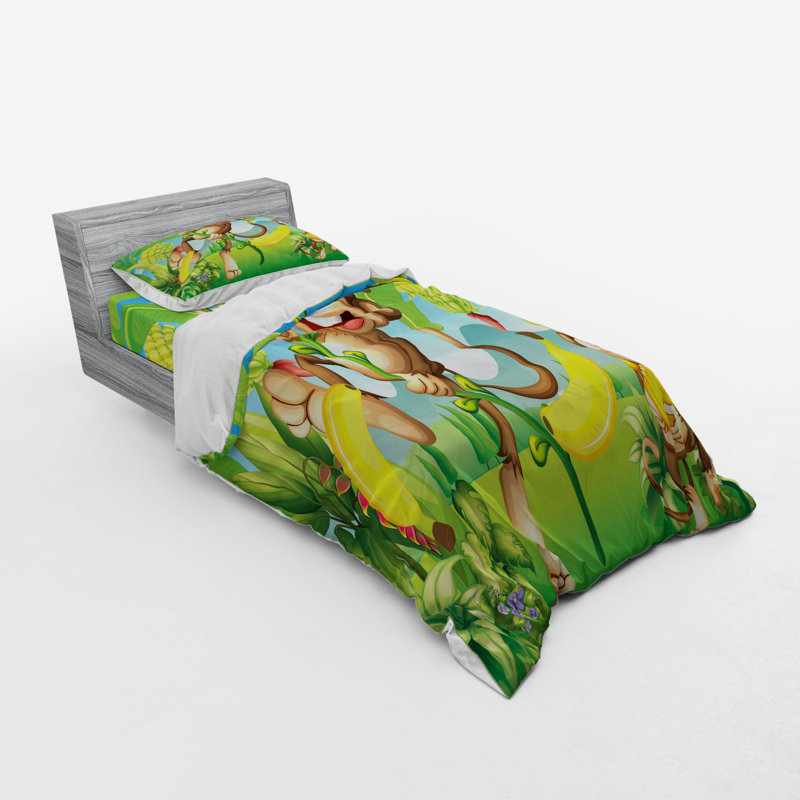 Ensemble de housse de couette en microfibre verte, Housse de couette simple + 6 pièces supplémentai
