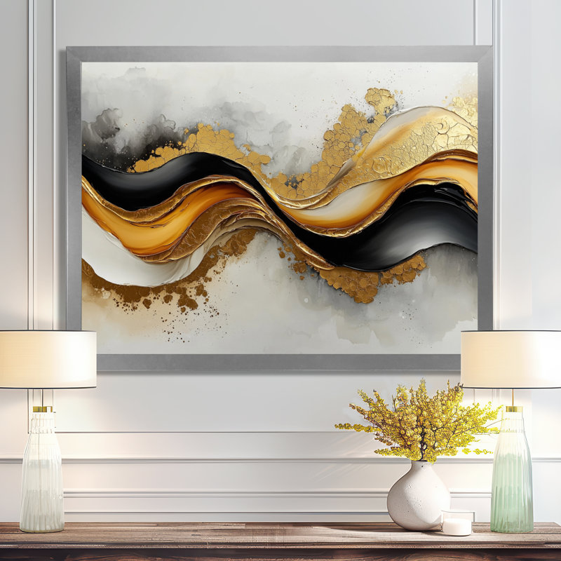 Goldern, H 12 po x l 20 po, Floater Framed, Argent argent