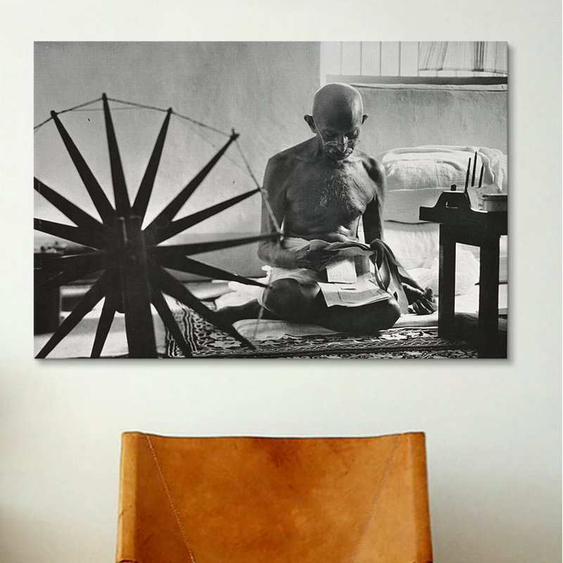 " Mahatma Gandhi ", 12" H x 18" W x 1.5" D, No Mat, Wrapped Canvas