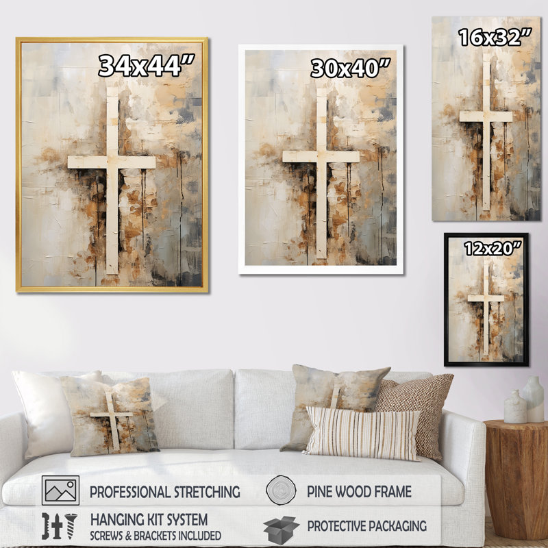 Impression sur toile «Christianisme», Cadre simple noir, H 44 po x l 34 po x P 1,5 po