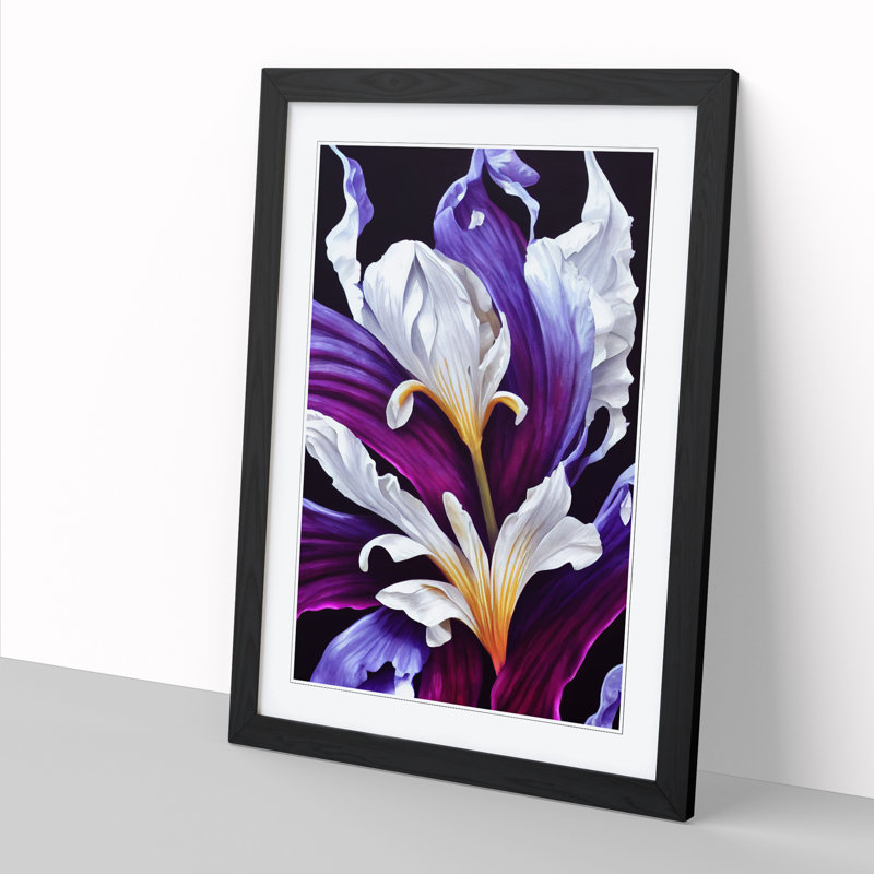 Philbert Iris Flower - Picture Frame Print, 46cm H x 34cm W x 2cm D, Oak