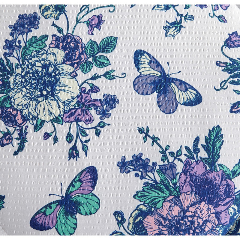 Ensemble d'édredon Seersucker, Édredon pour très grand lit + 2 taies décorativ, Jardin anglais