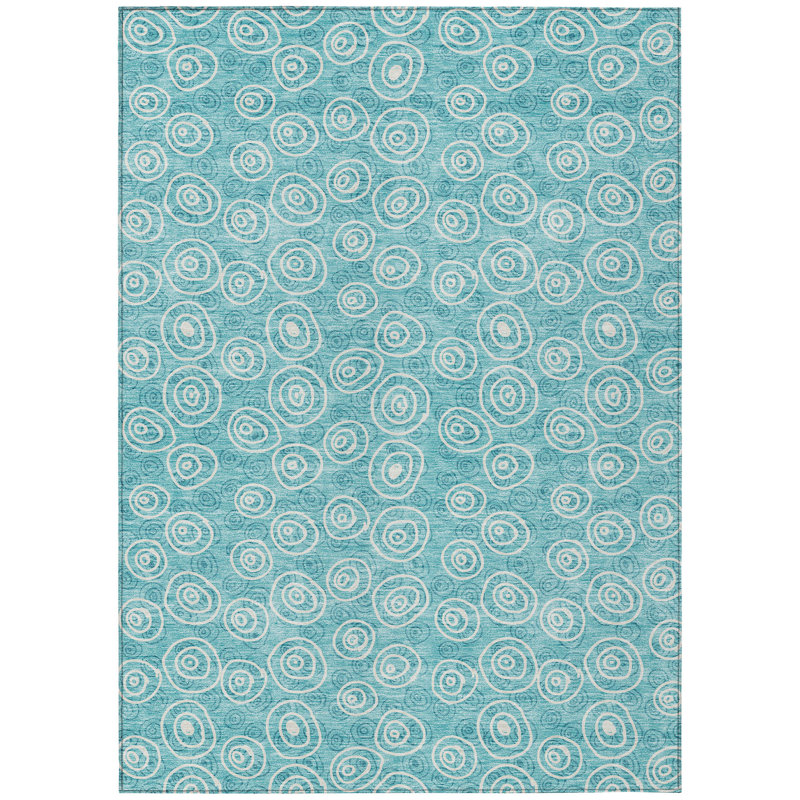 Washable Geometric Indoor / Outdoor Rug, Rectangle 2'6" x 3'10"